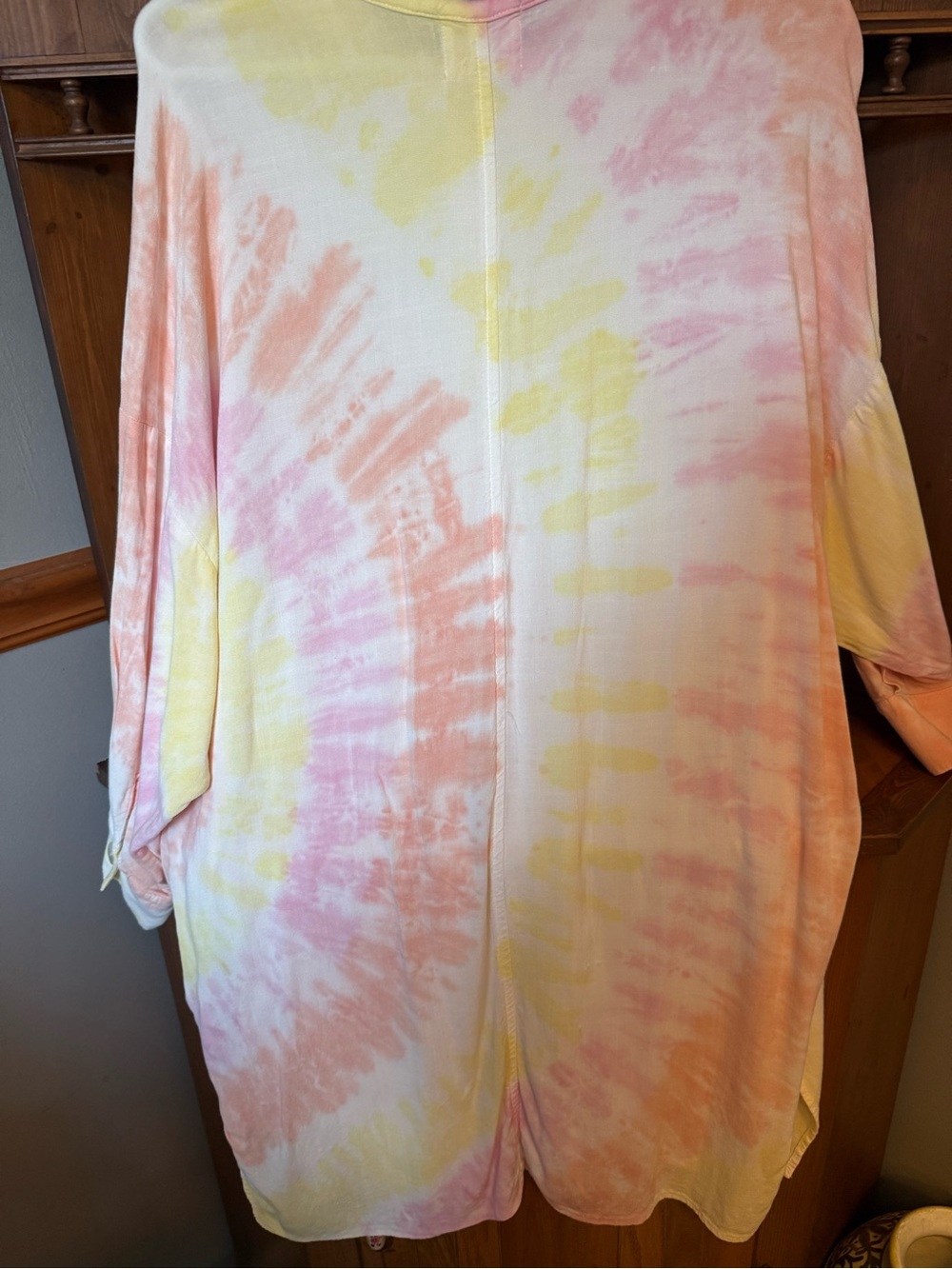 Electric & Rose  Prism hand tie-dyed Seaside Coverup Beach oversized Shirt XS/S - Picture 4 of 10